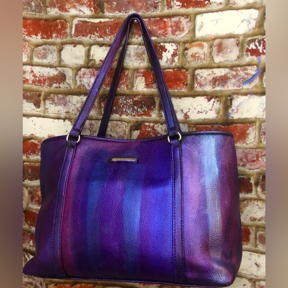 Dana Buchanan Metallic Purple Blu Mult Color Vegan Lthr Tote Bag EUC - Picture 7 of 13